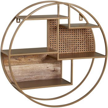 Raft de perete industrial cu 5 spații - Design expresiv și materiale variate