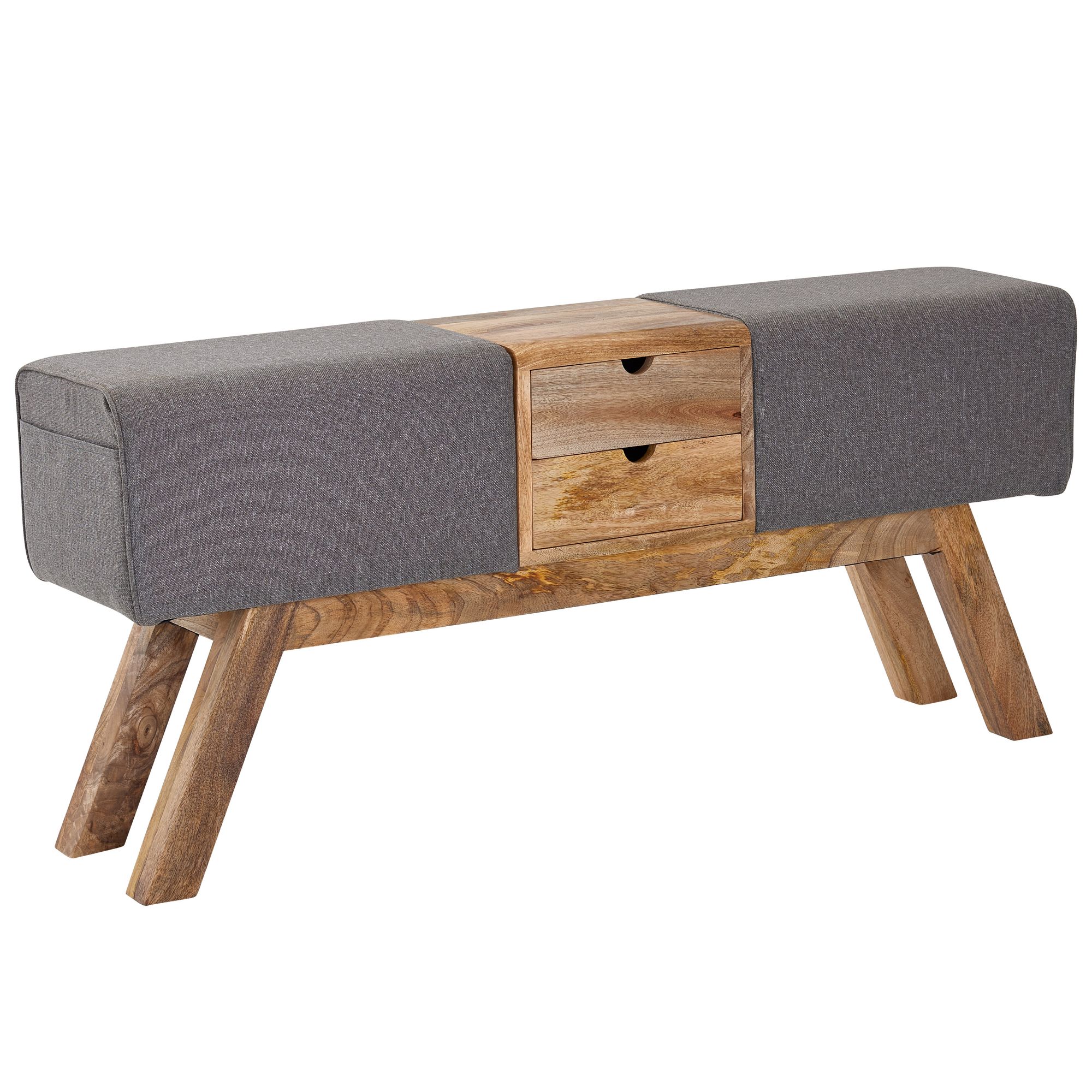 Bancă Retro Modernă cu Sertare și Perne de Scaun - Lemn Masiv & Material Textil Bancă Retro Modernă cu Sertare și Perne de Scaun - Lemn Masiv & Material Textil