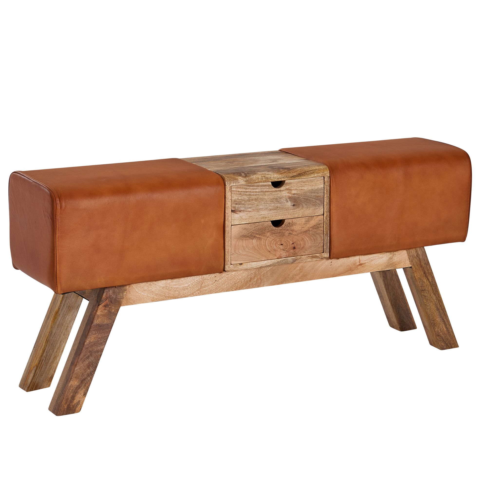 Bancă Iconică Retro-Modernă cu Lemn Masiv și Piele Reală Bancă Iconică Retro-Modernă cu Lemn Masiv și Piele Reală