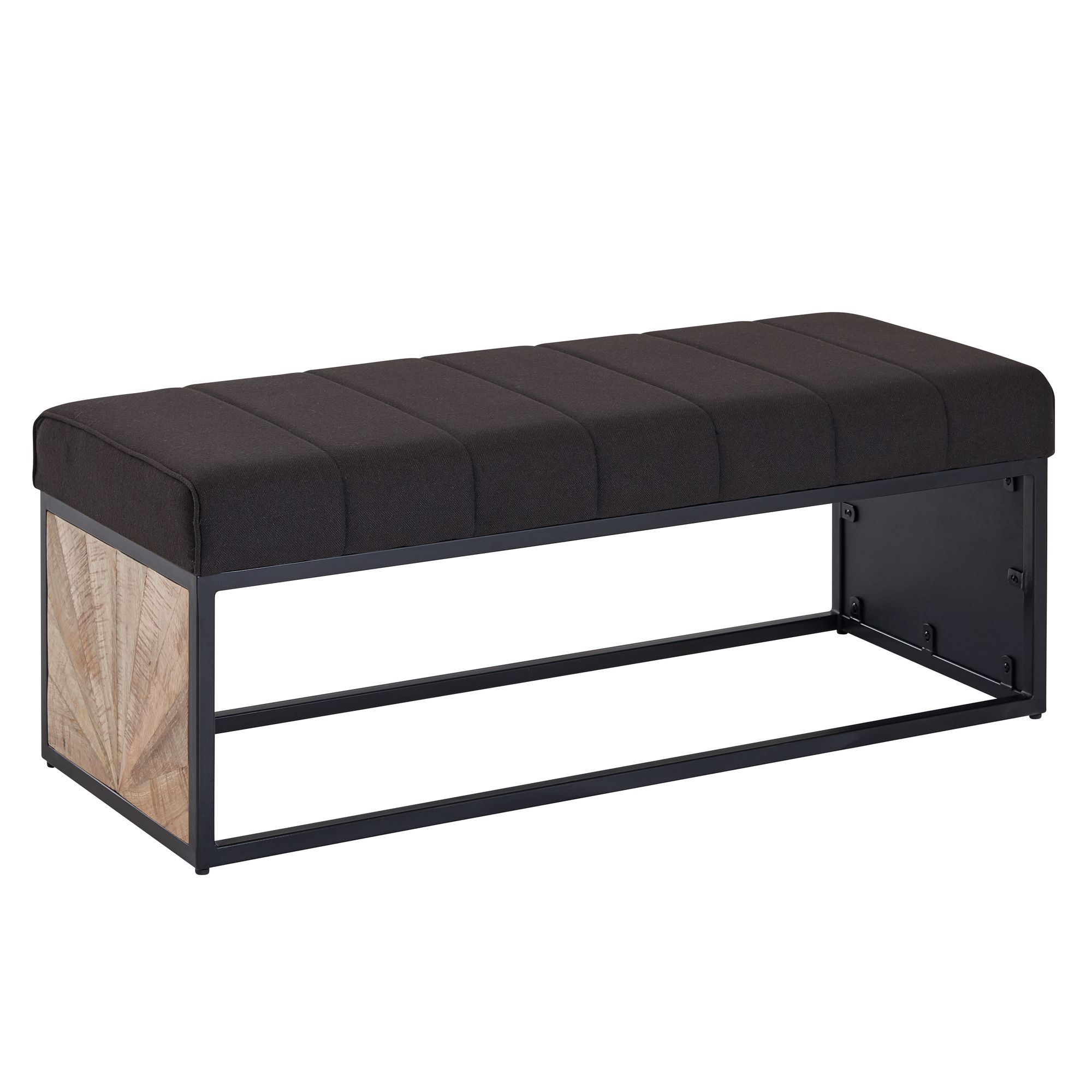Bancă Tapițată Vintage cu Cadru Negru și Tapițerie Groasă Bancă Tapițată Vintage cu Cadru Negru și Tapițerie Groasă