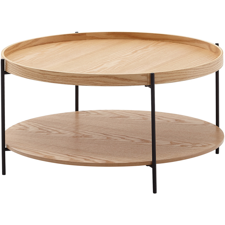 Masută de Cafea Modernă cu Blaturi Rotunde din Stejar - Design Simplu și Eleganță