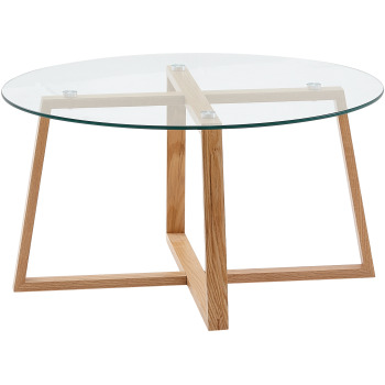 Masută de Cafea Modernă cu Blat Transparent din Sticlă - Dimensiuni 78x78x41 cm