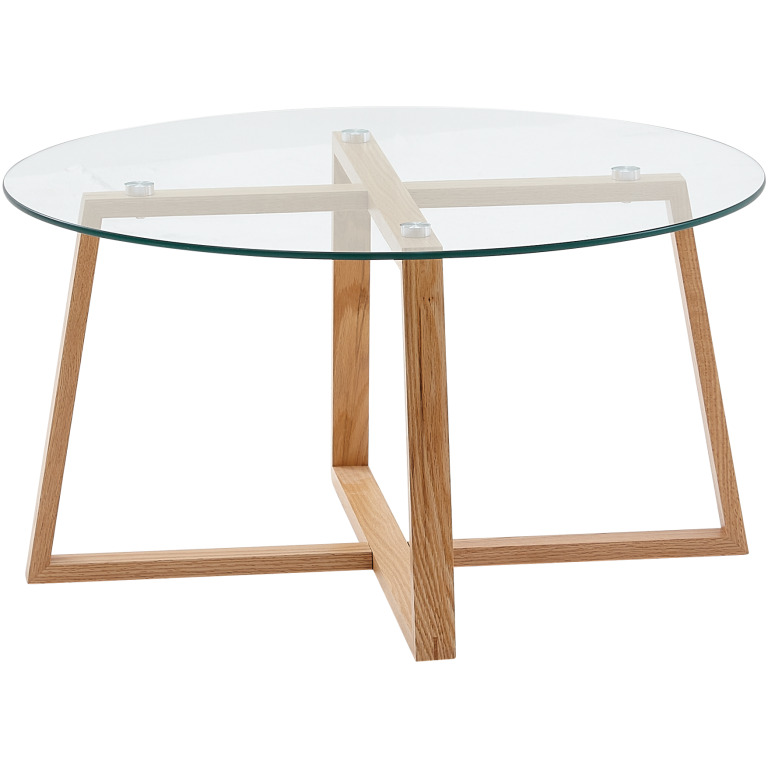 Masută de Cafea Modernă cu Blat Transparent din Sticlă - Dimensiuni 78x78x41 cm