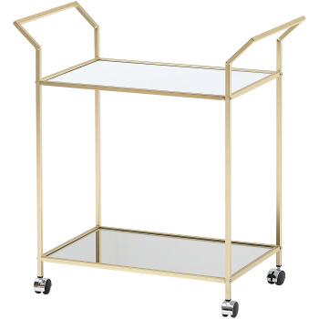 Cărucior Servire Modern Aur Retro Minibar Oglindă 73x78x37 cm