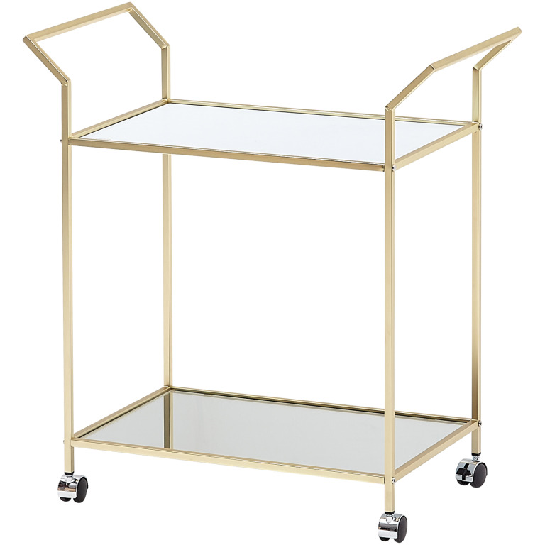 Cărucior Servire Modern Aur Retro Minibar Oglindă 73x78x37 cm