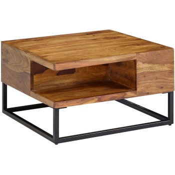 Masută de Cafea Industrială cu Compartiment de Depozitare - Design Modern
