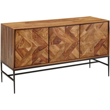 Bufetă Industrială Elegantă cu 4 Compartimente și Finisaj Natural - 123x70x45 cm