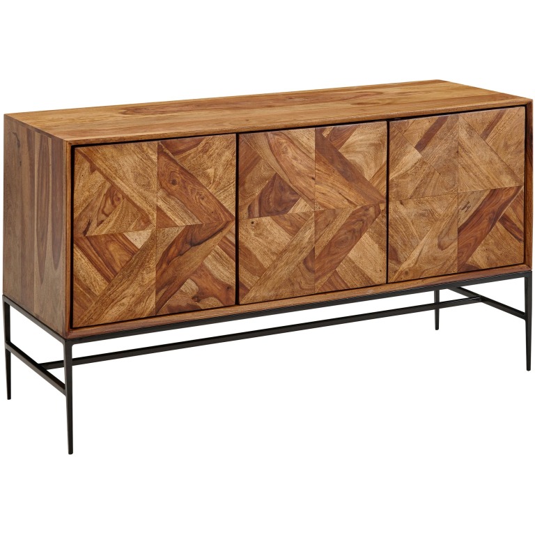 Bufetă Industrială Elegantă cu 4 Compartimente și Finisaj Natural - 123x70x45 cm