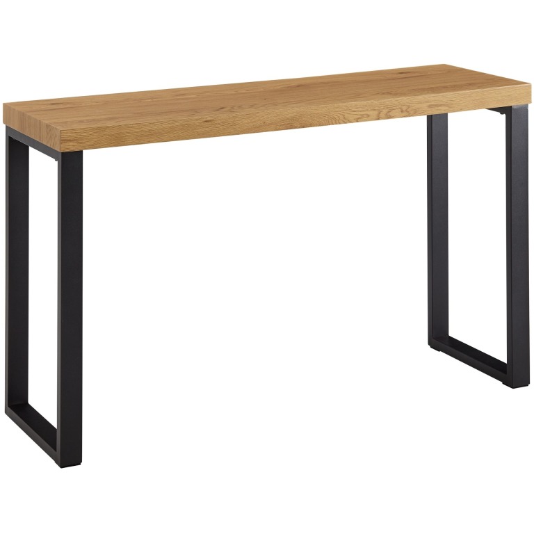 Masa Consolă Modernă cu Blat din Stejar și Picioare Metalice - Dimensiuni 120x39x75
