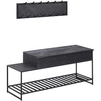 Set garderobă industrial modern cu 13 cârlige și raft pentru pantofi