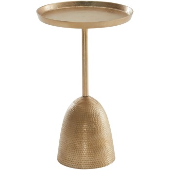 Masută Laterală Rotundă Modernă cu Stand Decorativ - Finisaj Auriu Mat