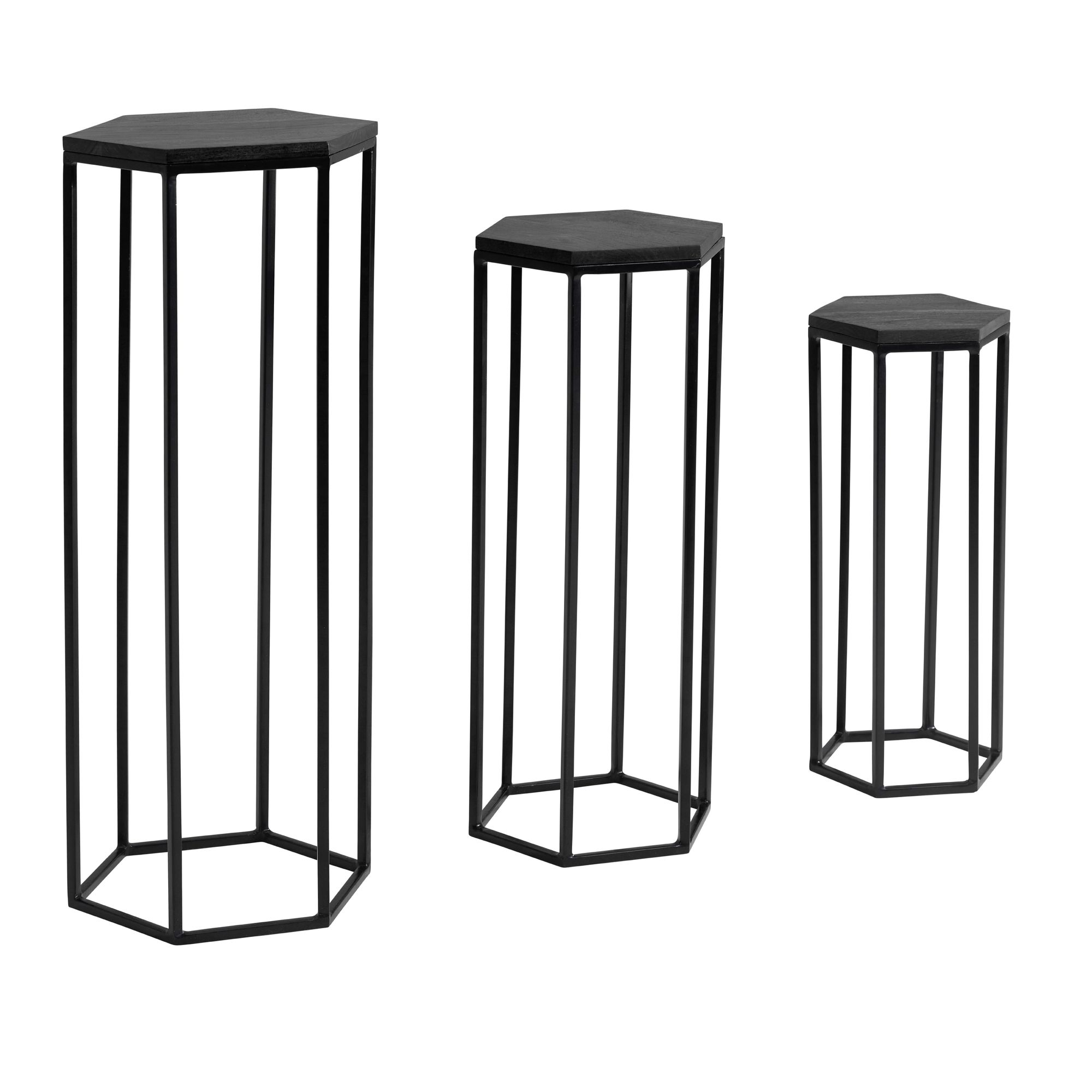 Mese laterale hexagonale din lemn și metal - Design Modern Mese laterale hexagonale din lemn și metal - Design Modern