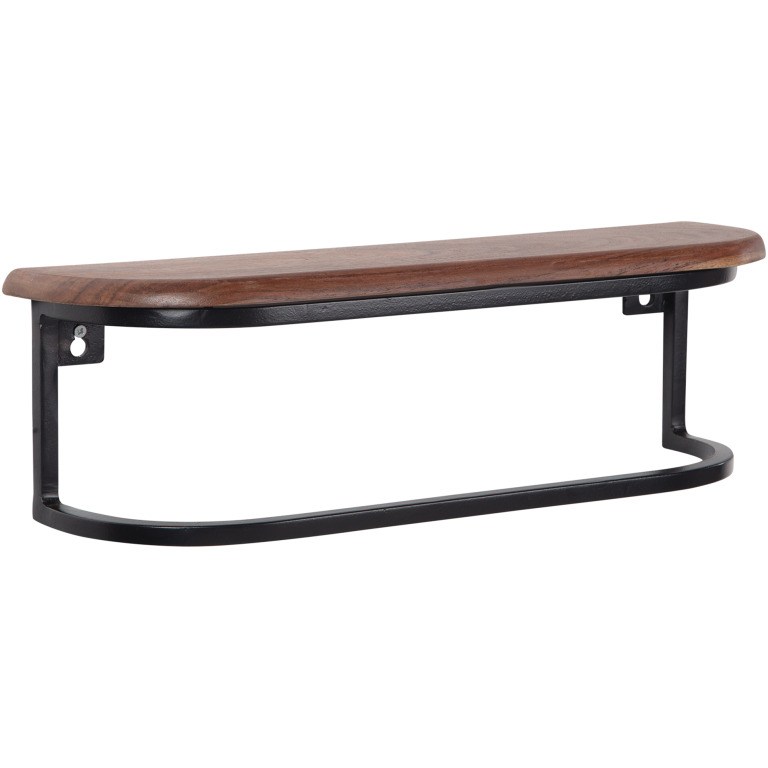 Raft de Perete Industrial din Lemn Masiv și Metal - Design Modern