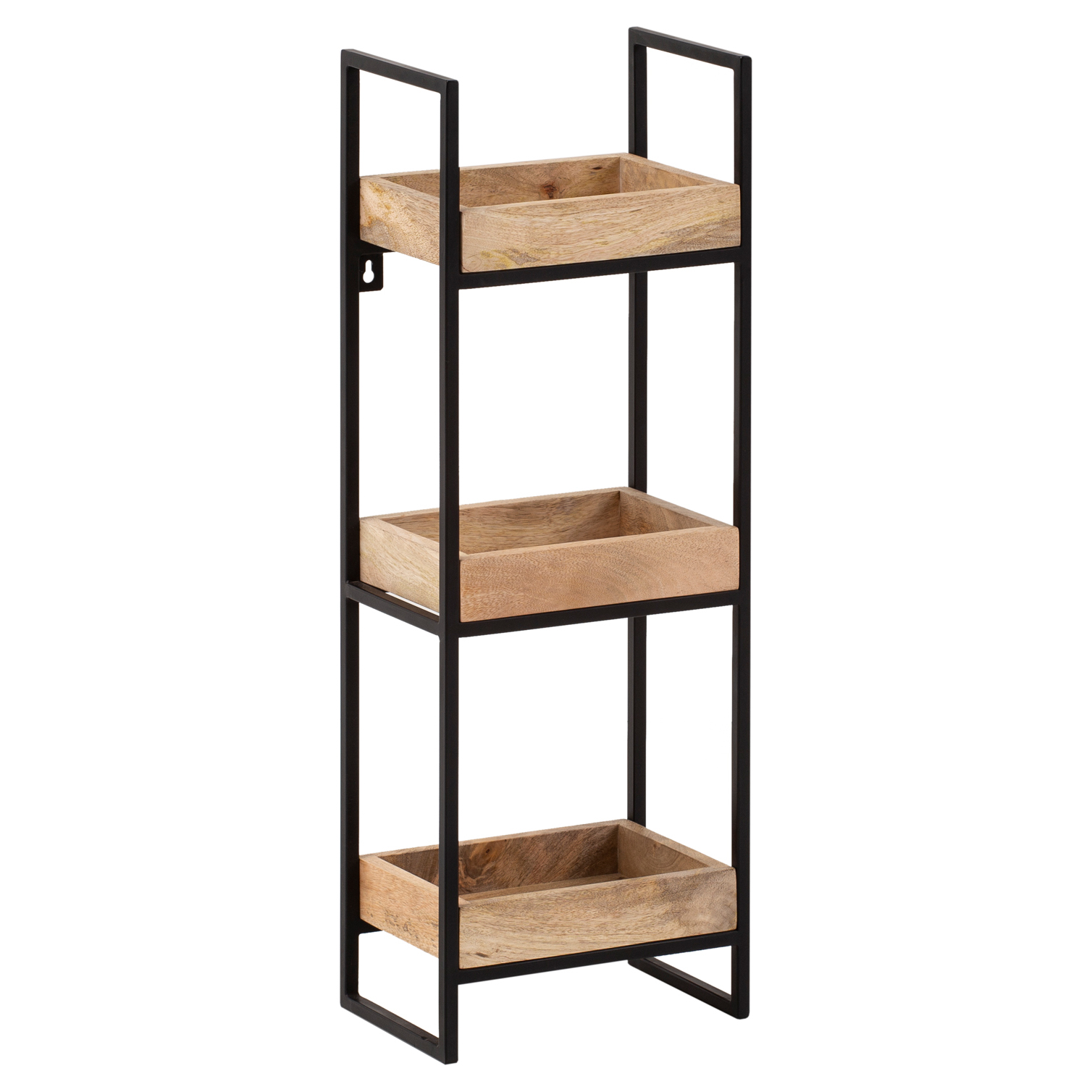 Raft de Perete Industrial Modern cu 3 Rafturi - Lemn Masiv și Metal Raft de Perete Industrial Modern cu 3 Rafturi - Lemn Masiv și Metal