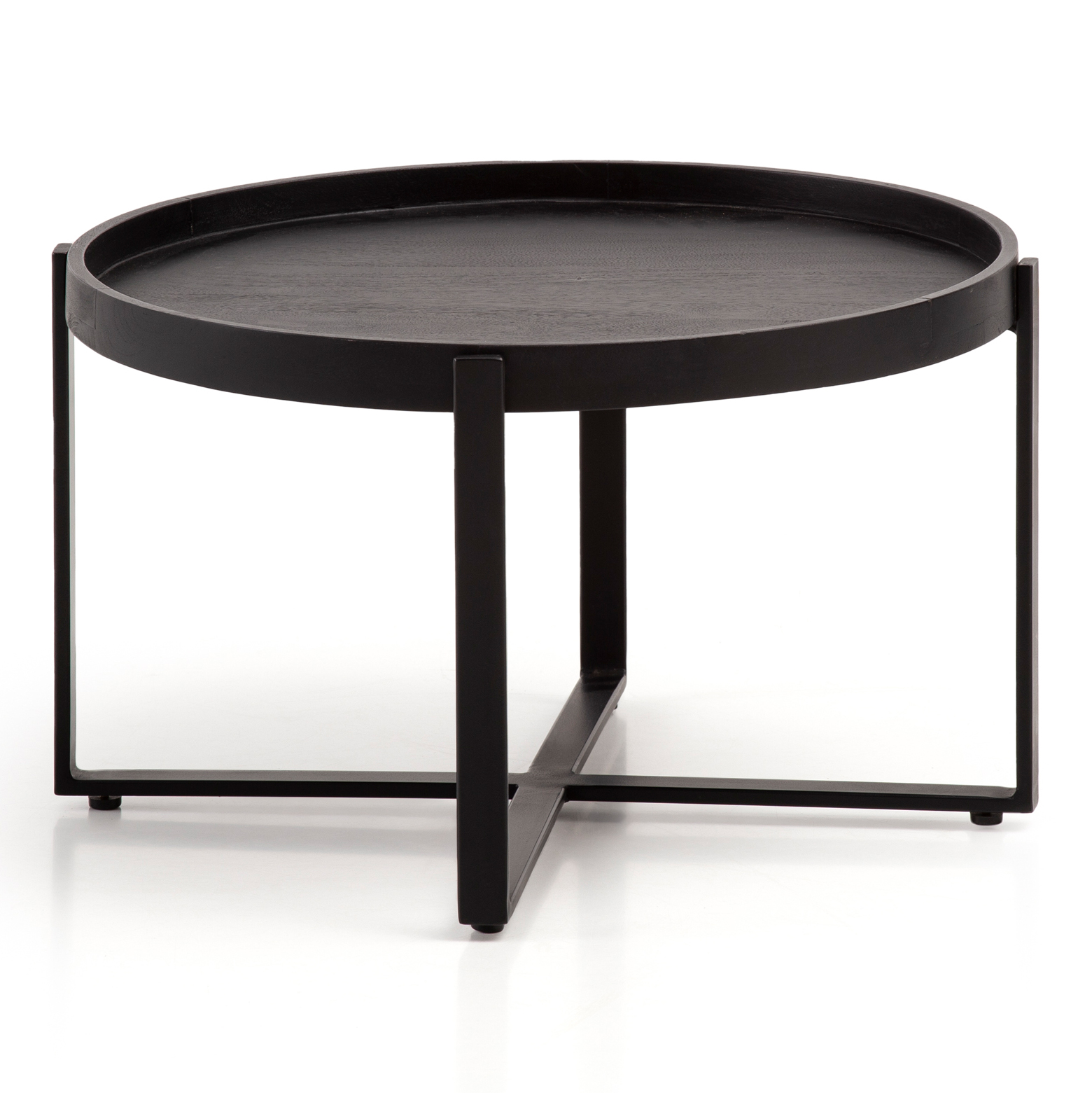 Masută de Cafea Rotundă Design Industrial Cadrul X - Lemn Natural - 60x60x35 cm Masută de Cafea Rotundă Design Industrial Cadrul X - Lemn Natural - 60x60x35 cm