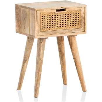 Noptieră Modernă cu Sertar și Detalii Elegante din Lemn Natur - 40x60x30 cm