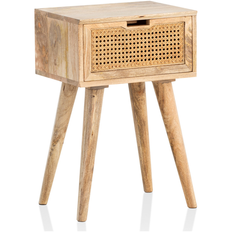 Noptieră Modernă cu Sertar și Detalii Elegante din Lemn Natur - 40x60x30 cm
