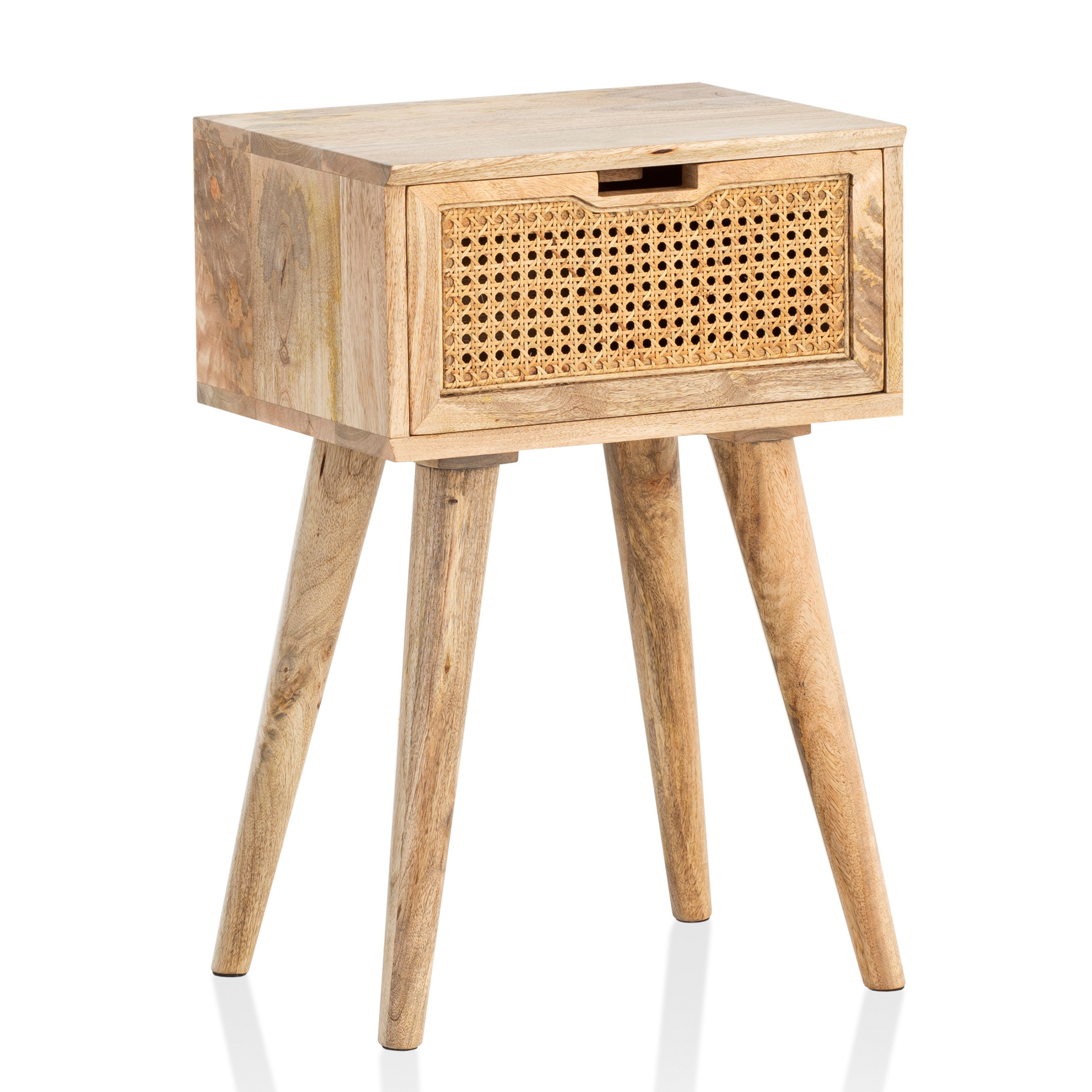 Noptieră Modernă cu Sertar și Detalii Elegante din Lemn Natur - 40x60x30 cm Noptieră Modernă cu Sertar și Detalii Elegante din Lemn Natur - 40x60x30 cm