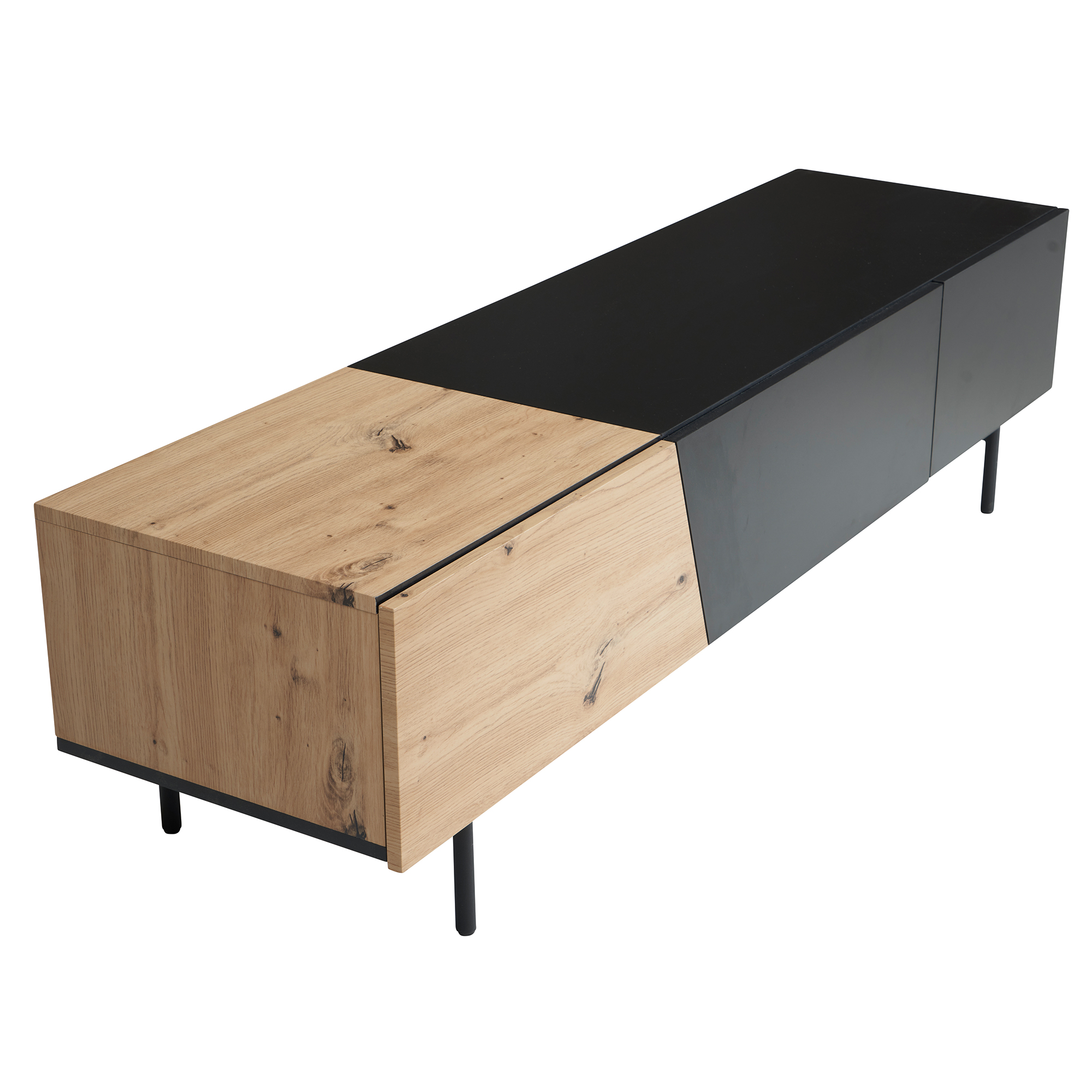 Dulap TV cu Design Modern și Decor Atractiv din Stejar - Spațiu Generos pentru Televizor - Dimensiuni 150x40x40 cm Dulap TV cu Design Modern și Decor Atractiv din Stejar - Spațiu Generos pentru Televizor - Dimensiuni 150x40x40 cm
