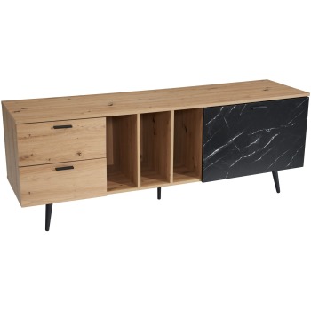 Dulap TV cu Design Modern și Față de Marmură - Spațiu Generos pentru Televizor - Dimensiuni 150x55x40 cm