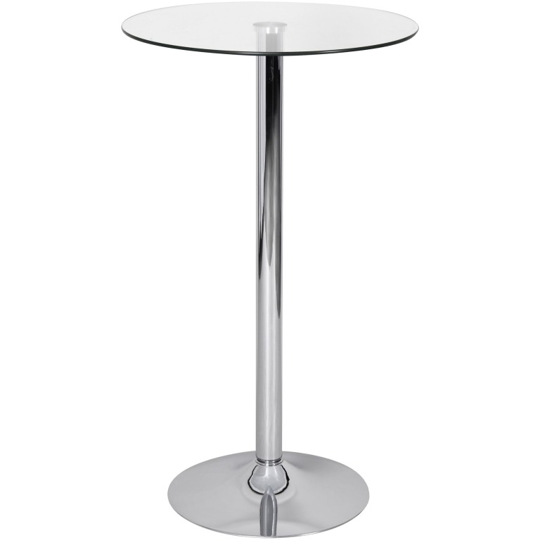 Masa de Bar Rotunda Moderna cu Picior Trompeta Transparent - 60x60x105 cm