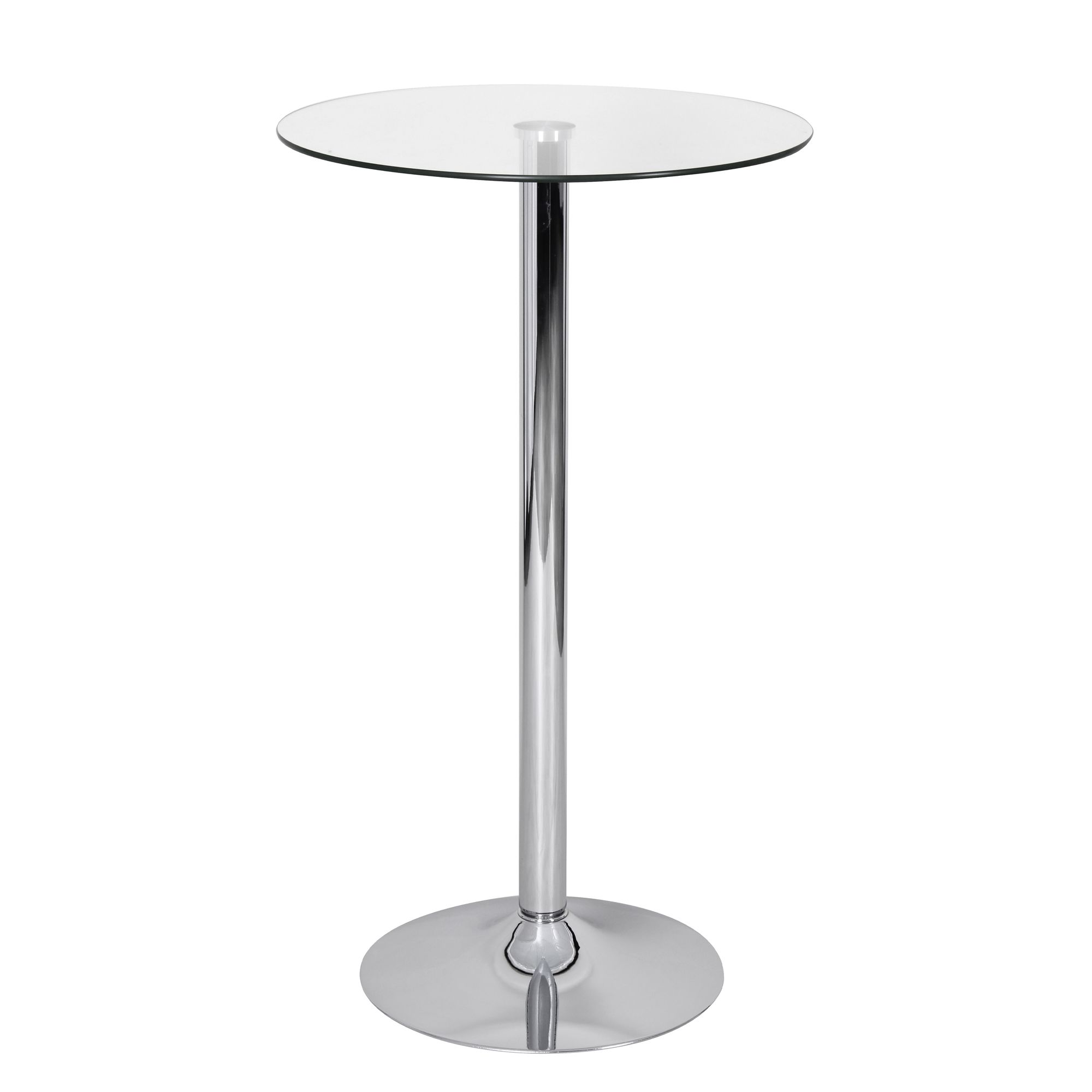 Masa de Bar Rotunda Moderna cu Picior Trompeta Transparent - 60x60x105 cm Masa de Bar Rotunda Moderna cu Picior Trompeta Transparent - 60x60x105 cm