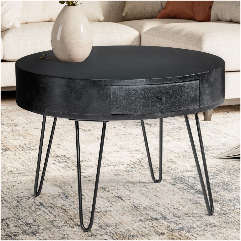 masa de living design rotunda cu sertar
