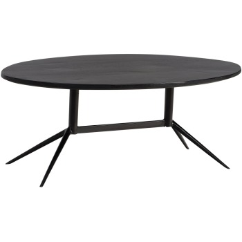 masuta de cafea 90x50x35 cm mango lemn masiv metal negru canapea masuta ovala