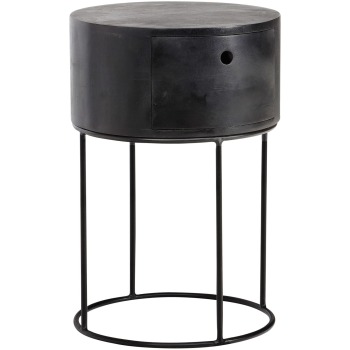 Consola de noapte mango lemn masiv metal 40x40x60 cm noptiera neagra