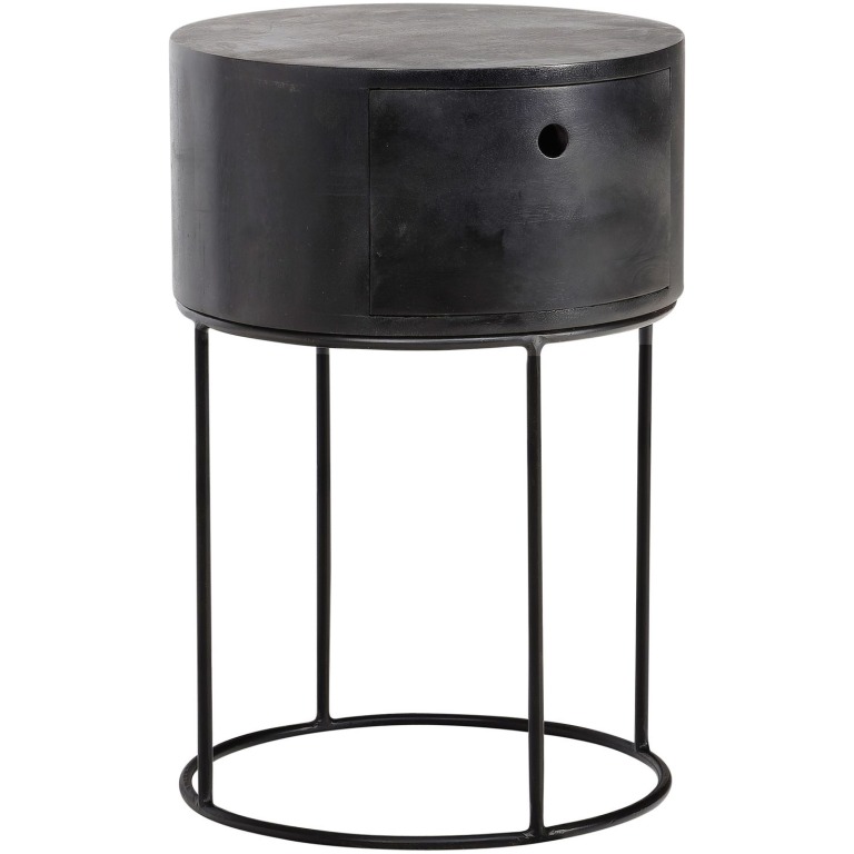Consola de noapte mango lemn masiv metal 40x40x60 cm noptiera neagra