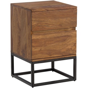 noptiera din lemn masiv Sheesham metal 40x38x60 cm noptiera pat box spring