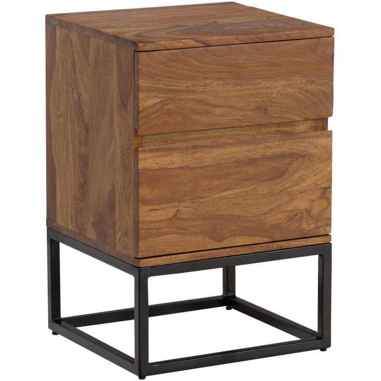 noptiera din lemn masiv Sheesham metal 40x38x60 cm noptiera pat box spring