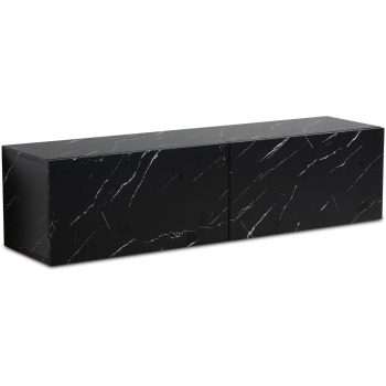 Dulap TV suspendat Lowboard aspect marmură negru 120x30x30 cm