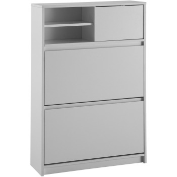 Dulap Pantofi Alb 71x110x24 cm Suport Pantofi Inchis