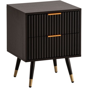 Noptiera Neagra cu Decor Stejar 43