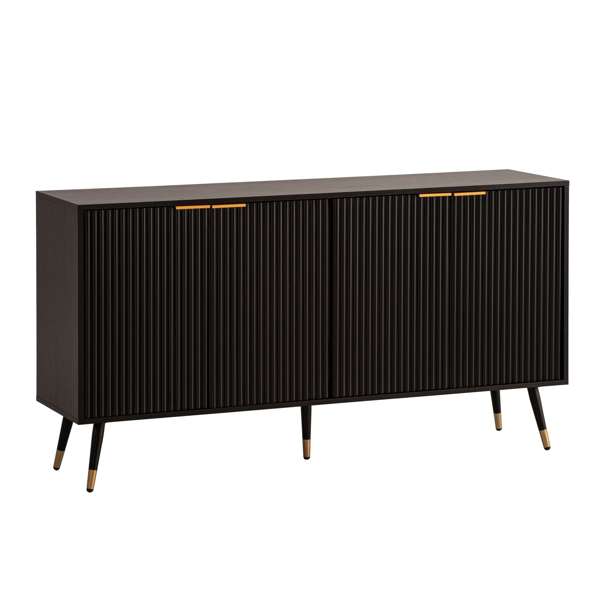 Comodă 150x81x39 cm Negru cu decor stejar Comodă 150x81x39 cm Negru cu decor stejar