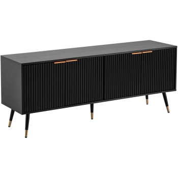 Lowboard Negru cu decor de stejar 150x60x39 cm Dulap TV Modern