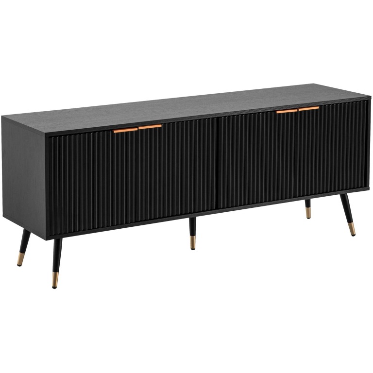 Lowboard Negru cu decor de stejar 150x60x39 cm Dulap TV Modern