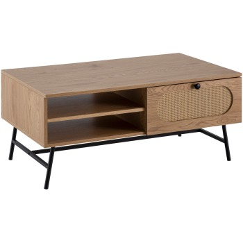 Masuta de cafea 100x60x45 cm masa de living cu decor stejar & ratan