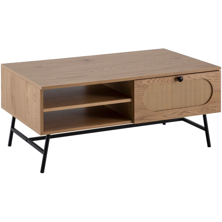 Masuta de cafea 100x60x45 cm masa de living cu decor stejar & ratan