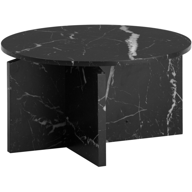 Masuta de cafea 60x60x33 cm Masuta de canapea neagra cu aspect de marmura Modern