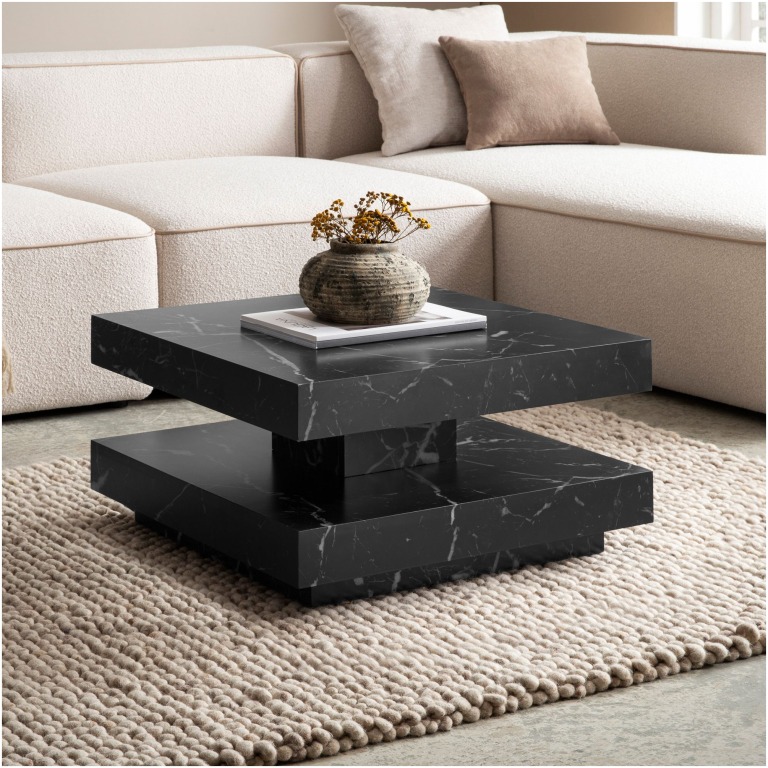 Masa de living de designer cu spatiu de depozitare patrata