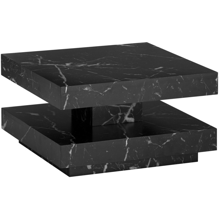 Masuta de cafea 60x60x34 cm Masuta de canapea neagra cu aspect de marmura Modern