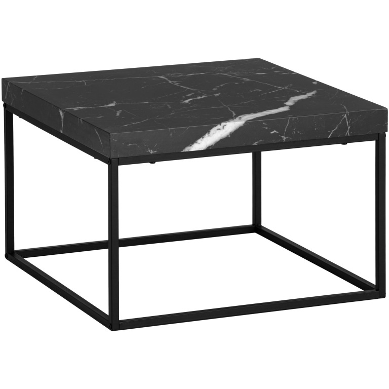 Masuta de cafea 60x60x38 cm Masuta de canapea neagra cu aspect de marmura Modern