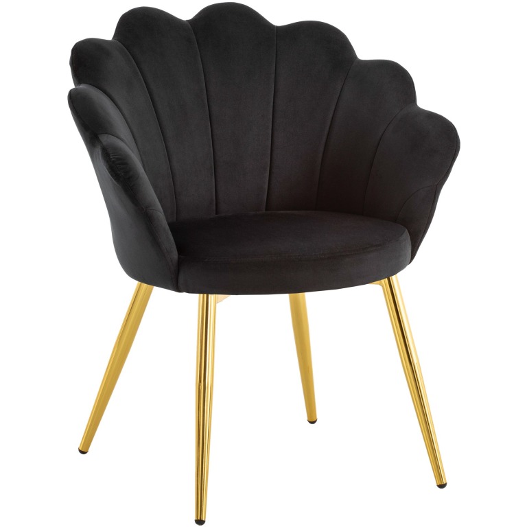 Scaun de sufragerie Tulip Velvet Tapițat negru