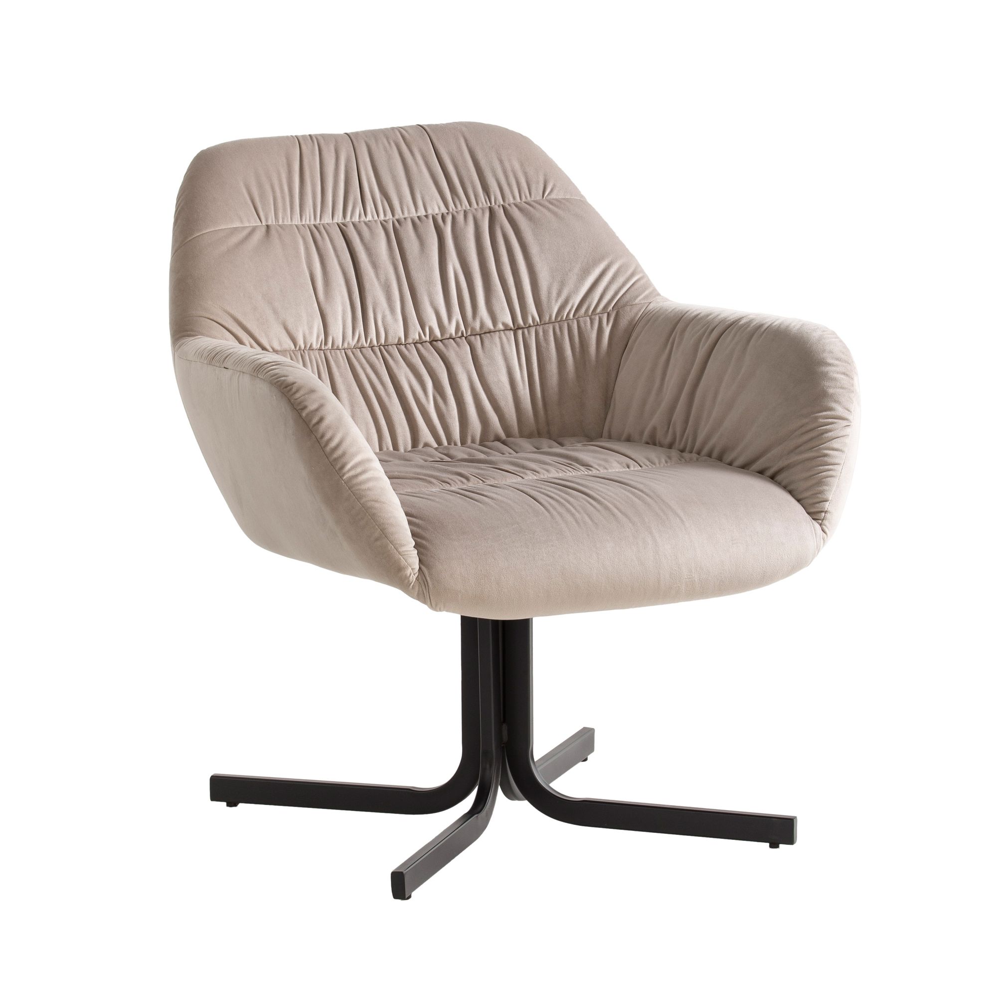 Fotoliu scaun club de design bej catifea cu picioare metalice Fotoliu scaun club de design bej catifea cu picioare metalice