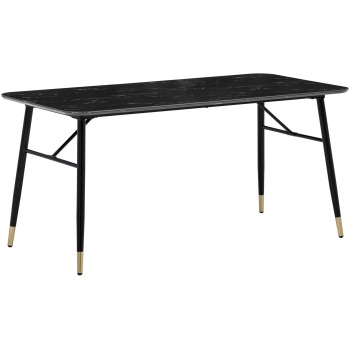 Masa de sufragerie 120x60x76 cm Masa de sufragerie neagra cu aspect de marmura Modern