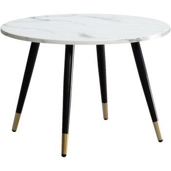 Masuta de cafea 60x60x41 cm cu aspect marmura alb modern