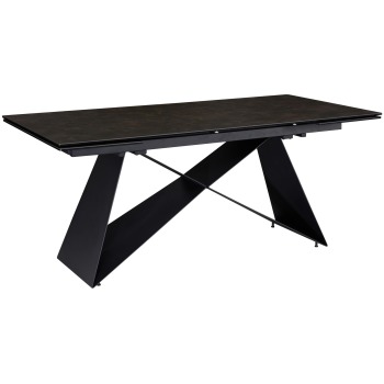 Masa de sufragerie 180 - 260 cm extensibila din sticla ceramica neagra
