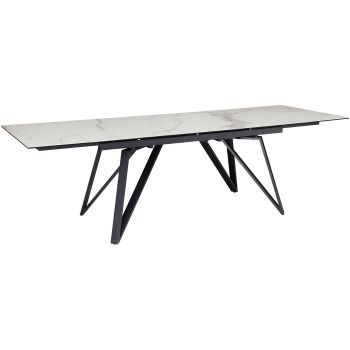 Masa de sufragerie 180 - 260 cm extensibila din sticla ceramica alba